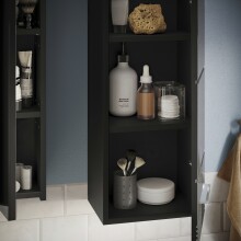 Badezimmerspiegelschrank >Linus< in Schwarz / Spiegelglas - 60x70x18cm (BxHxT)