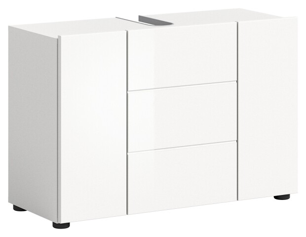 Waschbeckenunterschrank >Vira< in Weiß Hochglanz - 82x56x34cm (BxHxT)