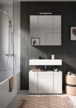 Waschbeckenunterschrank >Vira< in Weiß Hochglanz - 82x56x34cm (BxHxT)