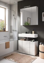 Badezimmerspiegelschrank >Vira< in Weiß Hochglanz - 60x77x18cm (BxHxT)
