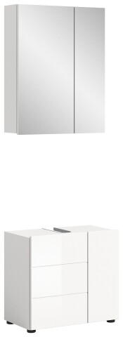 Badezimmer-Set >Vira< in Weiß Hochglanz - 60x190x34cm (BxHxT)
