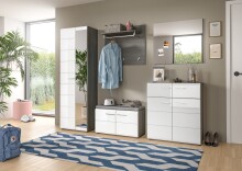 Sitzbank >Salsa< in Rauchsilber / Weiß Hochglanz - 80x44x37cm (BxHxT)