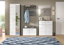 Sitzbank >Salsa< in Rauchsilber / Weiß Hochglanz - 80x44x37cm (BxHxT)