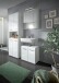 Badezimmer Hochschrank >Ice< in Weiß Hochglanz - 60x185x30cm (BxHxT)