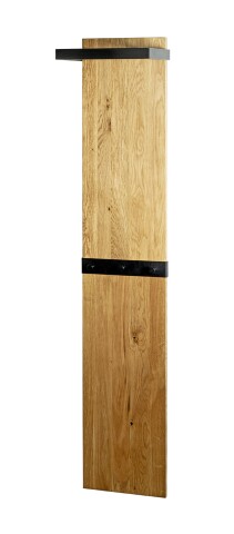 Wandgarderobe >54337< in eiche, schwarz, Massivholz, Metall - 35x175x25 (BxHxT)