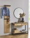 Wandgarderobe >54337< in eiche, schwarz, Massivholz, Metall - 35x175x25 (BxHxT)