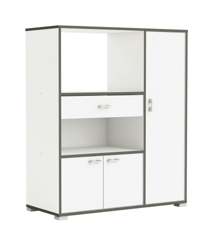 Küchenbuffet >BUZZ< in Matt weiß - 90x107,4x40cm (BxHxT)