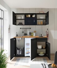 Singleküche >Jazz< in Schwarz matt - 160x212x60 (BxHxT)