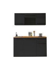 Singleküche >Jazz< in Schwarz matt - 160x212x60 (BxHxT)