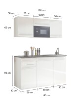 Singleküche >Jazz< in Schwarz matt - 160x212x60 (BxHxT)