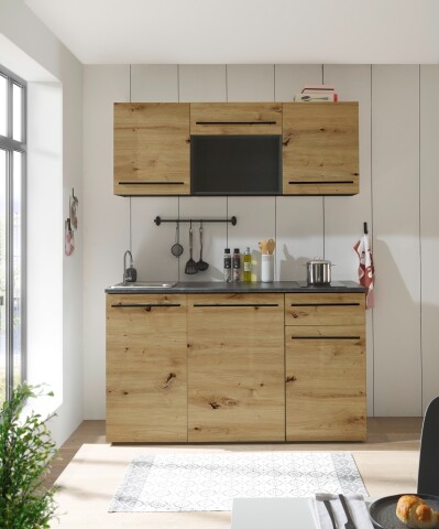 Singleküche >Jazz< in Eiche Artisan - 160x212x60 (BxHxT)