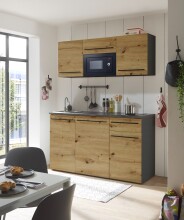 Singleküche >Jazz< in Eiche Artisan - 160x212x60 (BxHxT)