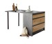 Kochinsel >Troja  < in Chromix Anthrazit / Artisan Eiche - 180x90x90cm (BxHxT)