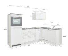 Winkelküche >Jazz< weiss matt / weiss Hochglanz - 260x200x60 (BxHxT)