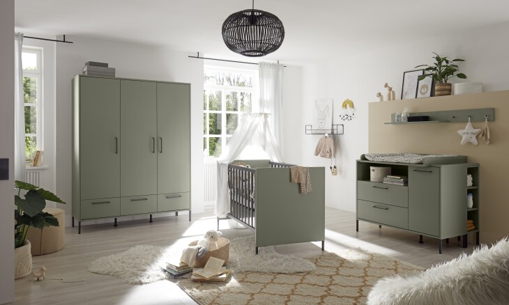 Babyzimmer-Komplettset >Ole< (6-teilig) in pine green matt