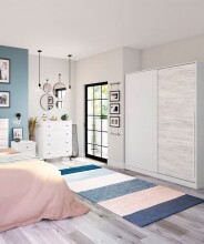 Schwebetürenschrank >TOP< in Artik-Weiß/Velho-Weiß - 120x200x50 (BxHxT)