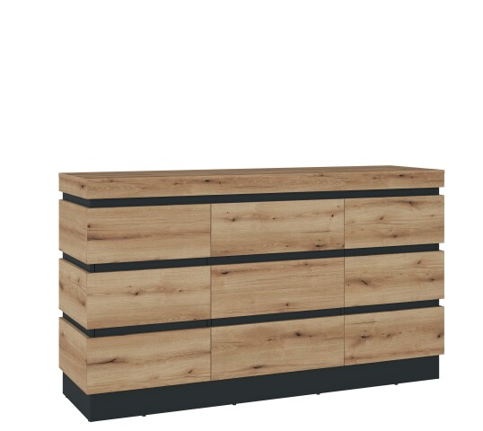 Sideboard >CORTE< in Coast Evoke Eiche Dekor/Kosmos Grau - 160,8x92,5x45cm (BxHxT)