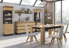 Sideboard >CORTE< in Coast Evoke Eiche Dekor/Kosmos Grau - 160,8x92,5x45cm (BxHxT)