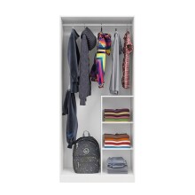 Kleiderschrank >NUBE< in Alpen-Weiß / Grau / Rosa - 90x200x52 (BxHxT)