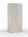 Kleiderschrank >NUBE< in Alpen-Weiß / Grau / Rosa - 90x200x52 (BxHxT)