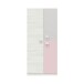 Kleiderschrank >NUBE< in Alpen-Weiß / Grau / Rosa - 90x200x52 (BxHxT)