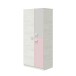 Kleiderschrank >NUBE< in Alpen-Weiß / Grau / Rosa - 90x200x52 (BxHxT)