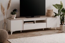 Wohnzimmer-Set >Bertrix< in Sandstein / weiß - 177x51,5x40cm (BxHxT)