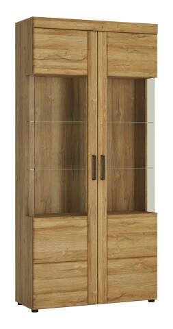 Glasvitrine >CORTINA< in Grandson Eiche Dekor - 92,8x195x37,4 (BxHxT)