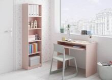 Jugendzimmer-Set >NUBE< in Alpen-Weiß / Grau / Rosa - 199x65x96 (BxHxT)