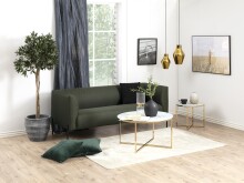 Beistelltisch >Alisma< in weiss, gold, Glas, Stahl - 42x50cm (HxD)