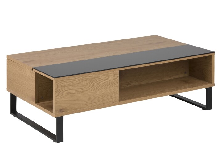 Couchtisch >Azalea< in schwarz, MDF, Stahl - 110x35x60cm (BxHxT)