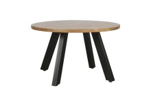 Couchtisch >LARA< von freiraum: Modernes Design mit massiver Akazienholz-Tischplatte, Ø75cm, H47cm – Pflegeleicht & Nachhaltig, FSC®-Zertifiziert, Schwarz Pulverbeschichtete Metallbeine