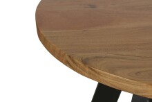 Couchtisch >LARA< von freiraum: Modernes Design mit massiver Akazienholz-Tischplatte, Ø75cm, H47cm – Pflegeleicht & Nachhaltig, FSC®-Zertifiziert, Schwarz Pulverbeschichtete Metallbeine