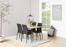 Esszimmerstuhl >Demina< (4er-Set) in Grau, Polyester, Stahl - 43,5x92x53 (BxHxT)