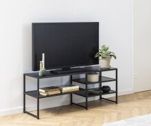 TV-Regal >Seaford< in schwarz, MDF, Stahl -...