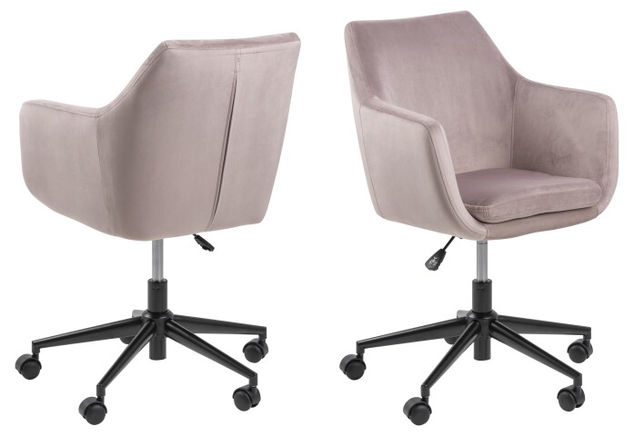 Schreibtischstuhl >Nora< in dusty rose, Polyester, Stahl - 58x91x58cm (BxHxT)