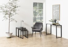 Satztisch >Katrine< (3-teilig) in Grau, Glas, Stahl...