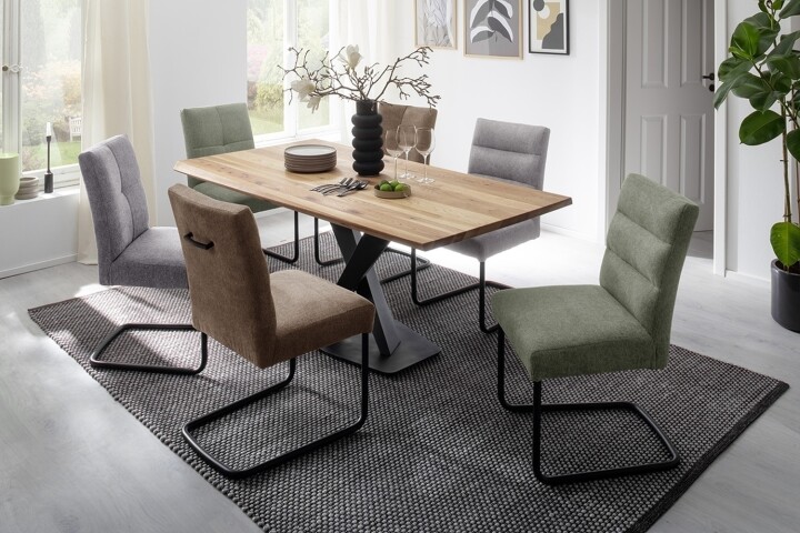 Baumkantentisch >GRAVINA< in naturfarben/ schwarz - 160x74x90 (BxHxT)