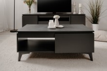 Wohnzimmer-Set >Bertrix< in Schiefer dunkel / anthrazit - 177x51,5x40cm (BxHxT)