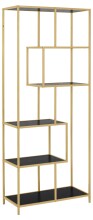Standregal >Seaford< in schwarz, gold, MDF, Stahl -...