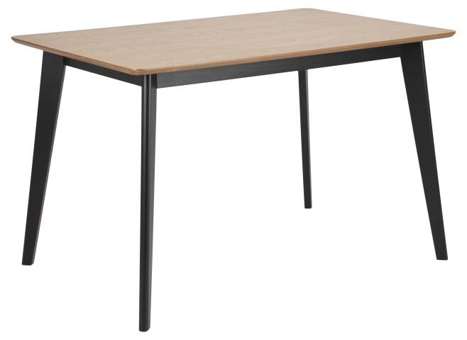 Esstisch >Roxby< in Eiche, Schwarz, MDF, Rubberwood - 120x76x80cm (BxHxT)