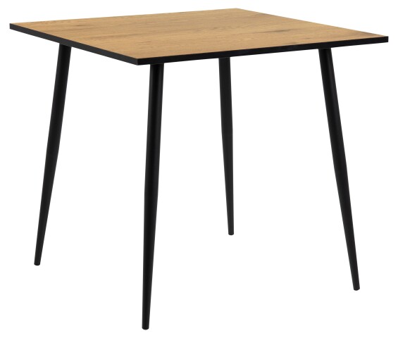 Esstisch >Wilma< in Wildeiche, schwarz, MDF, Stahl - 80x75x80cm (BxHxT)