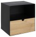 Nachtkommode >Joliet< in schwarz, Stahl, Bambus - 30x30x25cm (BxHxT)
