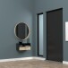 Nachtkommode >Joliet< in schwarz, Stahl, Bambus - 30x30x25cm (BxHxT)