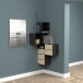 Nachtkommode >Joliet< in schwarz, Stahl, Bambus - 30x30x25cm (BxHxT)