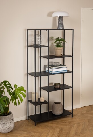 Standregal >Newcastle< in schwarz, Stahl - 79,5x165x30cm (BxHxT)