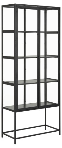 Glasvitrine >Seaford< in schwarz, Stahl - 77x185,6x35cm (BxHxT)