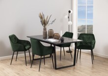 Esstisch >Amble< in schwarz, MDF, Stahl - 160x74x90cm (BxHxT)