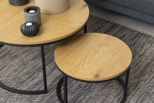 Couchtisch >Spiro< (2-teilig) in Wildeiche, MDF, Stahl - 44,5x80cm (HxD)