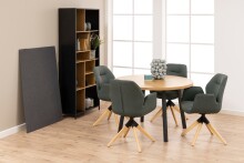 Armlehnstuhl >Aura< in Grau, Polyester, Rubberwood - 60,5x91x58,5cm (BxHxT)